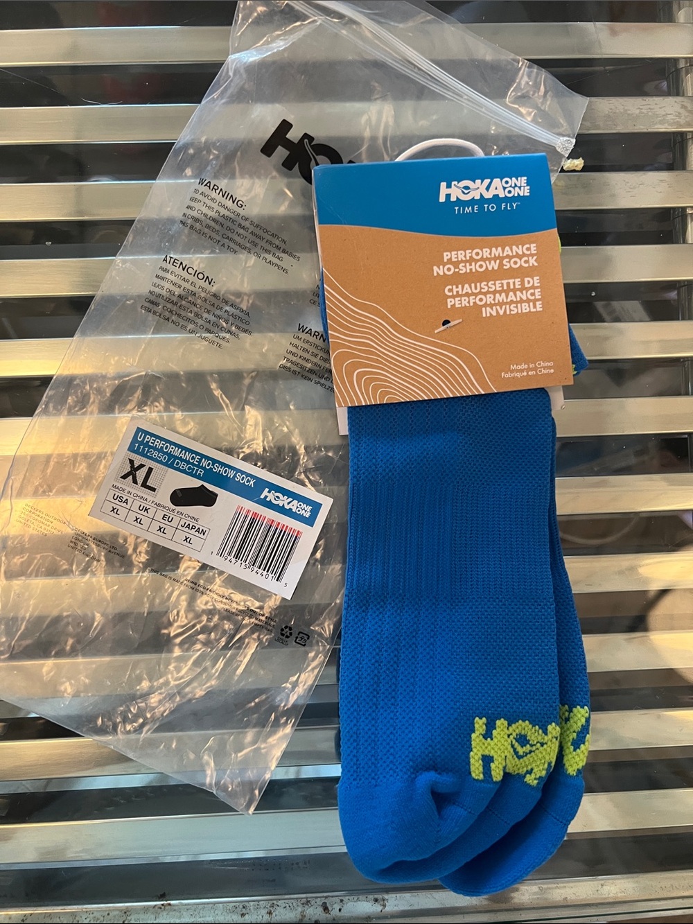 Brand New! Hoka One One Performance No-Show Socks - Blue with Lime Logo